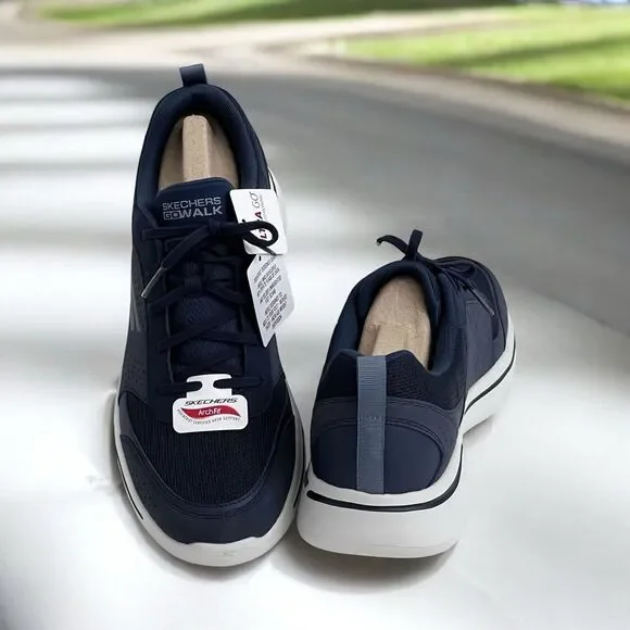 New! Mens Skechers Ultra Go Arch Fit Walking Shoes 11.5 Lace Up Sneakers Navy - Picture 6 of 13